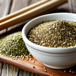 팔레스타인 전통 향신료 - Zaatar Still Life**

"A close-up, professional still life photograph of a small bowl filled with zaa...