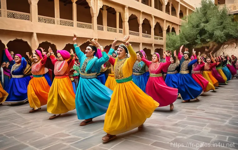 팔레스타인의 주요 기념일 - **Festive Palestinian Family Culinary Traditions for Eid:**
    "A vibrant, warm scene inside a trad...